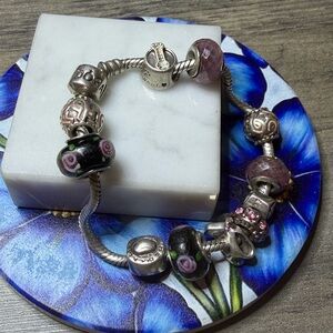 Pandora bracelet with Misc Charms Beads #M61 ale 925 Sterling silver tedora